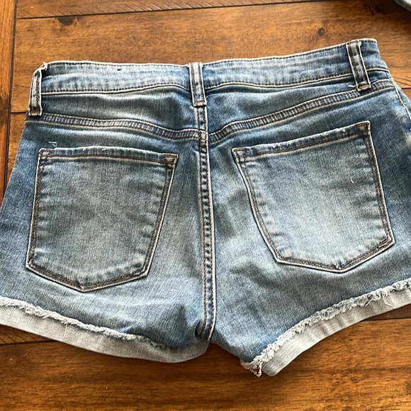 See Thru Soul 2 blue denim jean high rise boyfriend shorts sz 26 distressed raw - Picture 4 of 16